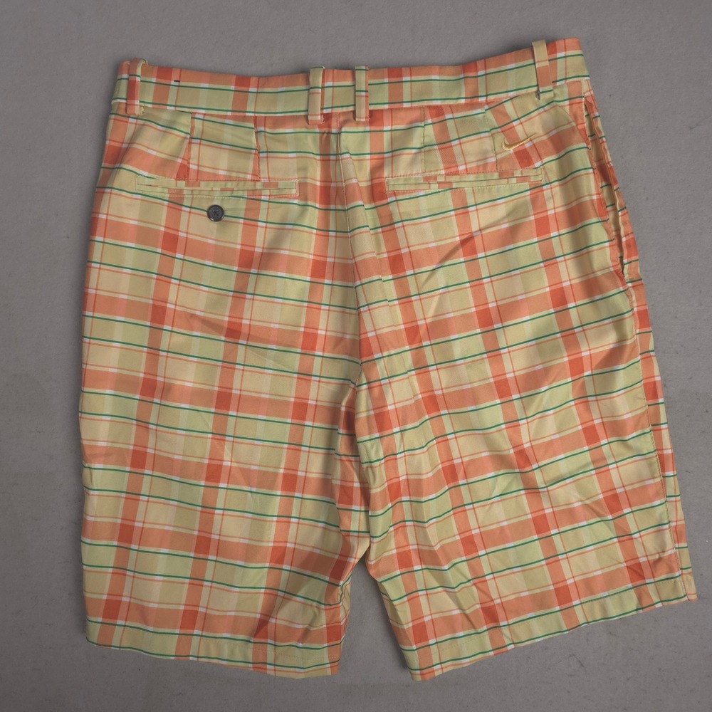 Nike Dri-FIT Golf Shorts Mens Size 34 Plaid Orange Green Athletic Casual - Picture 6 of 8